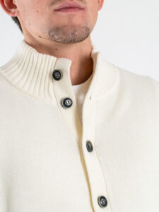 GIANNI LUPO Cardigan regular misto lana con bottoni e tasche frontali GL35079 Panna (5)