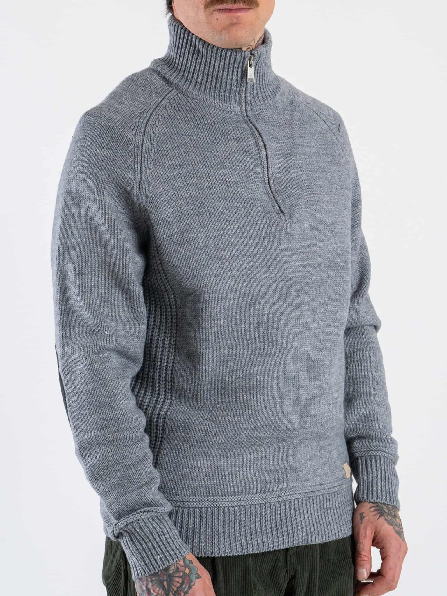 GIANNI LUPO Maglione regular con mezza tip e toppe GL35252 Grey