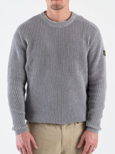 GIANNI LUPO Maglione girocollo con toppe sulle maniche GL35240 Light Grey (1)