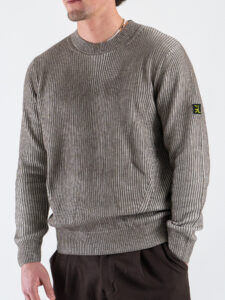 GIANNI LUPO Maglione girocollo oversize in cotone a costa inglese GL35259 Mud (1)