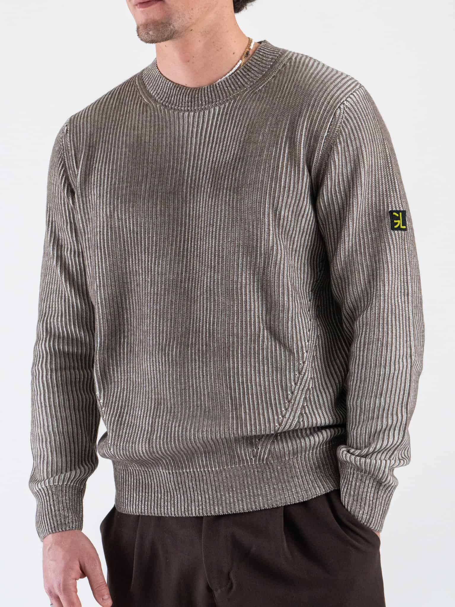 GIANNI LUPO Maglione girocollo oversize in cotone a costa inglese GL35259 Mud