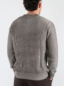 GIANNI LUPO Maglione girocollo oversize in cotone a costa inglese GL35259 Mud (8)