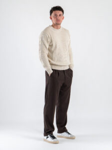 GIANNI LUPO Maglione girocollo oversize in cotone a costa inglese GL35259 Panna (2)