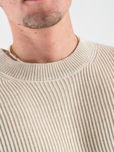 GIANNI LUPO Maglione girocollo oversize in cotone a costa inglese GL35259 Panna (4)