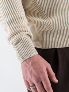 GIANNI LUPO Maglione girocollo oversize in cotone a costa inglese GL35259 Panna (5)