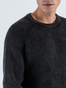 GIANNI LUPO Maglione girocollo oversize in cotone a costa inglese GL35262 Black (4)