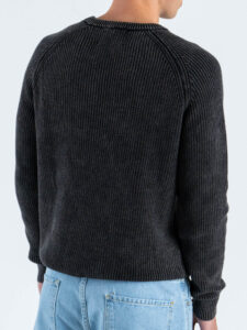 GIANNI LUPO Maglione girocollo oversize in cotone a costa inglese GL35262 Black (5)