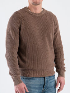 GIANNI LUPO Maglione girocollo oversize in cotone a costa inglese GL35262 Camel1