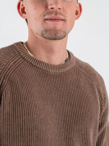 GIANNI LUPO Maglione girocollo oversize in cotone a costa inglese GL35262 Camel3