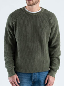 GIANNI LUPO Maglione girocollo oversize in cotone a costa inglese GL35262 Military (1)