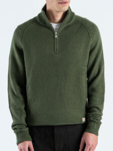 GIANNI LUPO Maglione regular con mezza tip e toppe GL35252 Military (1)