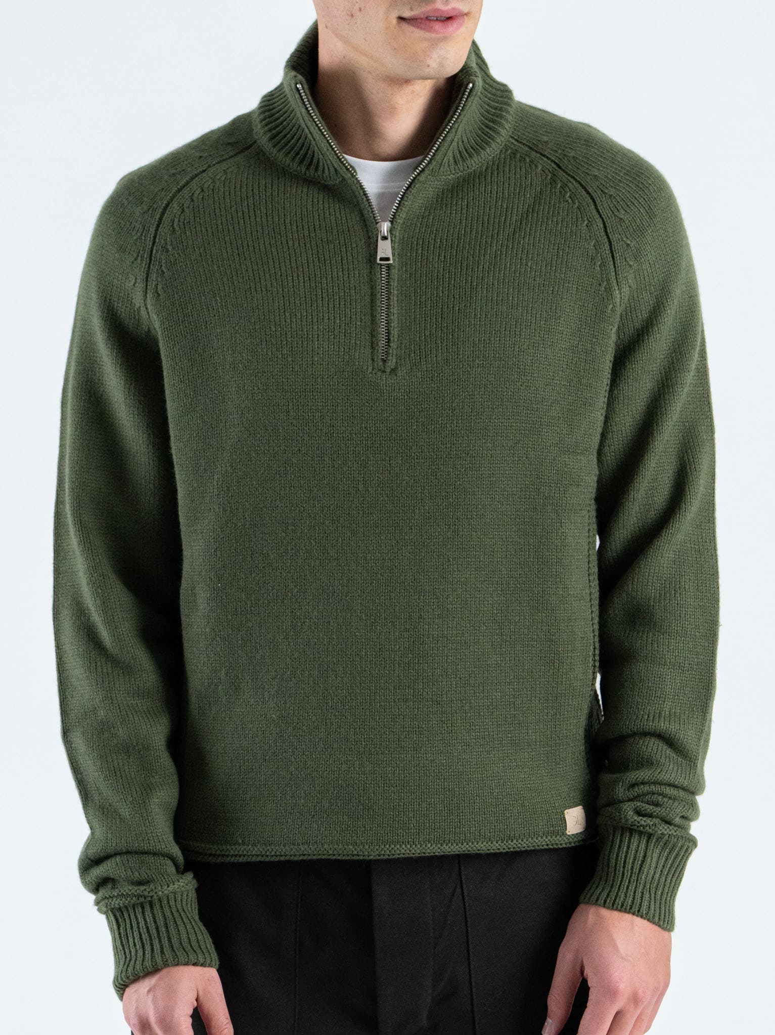 GIANNI LUPO Maglione regular con mezza tip e toppe GL35252 Military