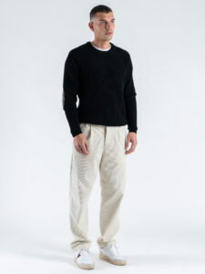 GIANNI LUPO Maglione regular girocollo con toppe sulle maniche GL35240 Black (2)