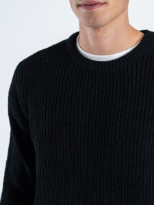 GIANNI LUPO Maglione regular girocollo con toppe sulle maniche GL35240 Black (4)