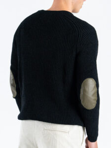 GIANNI LUPO Maglione regular girocollo con toppe sulle maniche GL35240 Black (6)