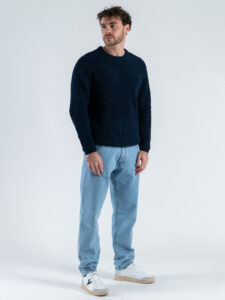 GIANNI LUPO Maglione regular girocollo con toppe sulle maniche GL35240 Navy (2)