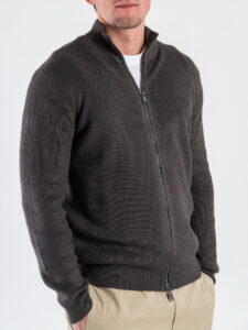 GIANNI LUPO Maglione regular in viscosa con colletto e zip intera GL35152 Military1