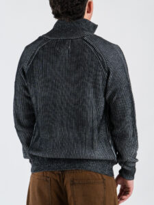 GIANNI LUPO Maglione regular misto lana con colletto, zip intera e tasche GL35260 Black7