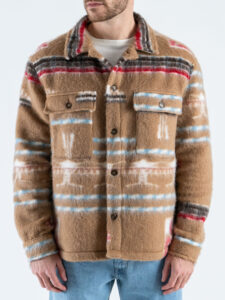 Giacchetta regular in fantasia, lana cotta con bottoni e tasche frontali CORDOVA Cammello (1)