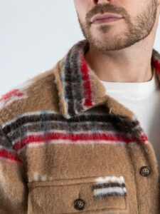 Giacchetta regular in fantasia, lana cotta con bottoni e tasche frontali CORDOVA Cammello (4)