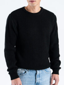 IMPERIAL Maglione regular girocollo lavorato in misto lana M81416340 Nero (1)