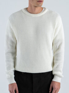 IMPERIAL Maglione regular girocollo lavorato in misto lana M81416340 Panna (1)