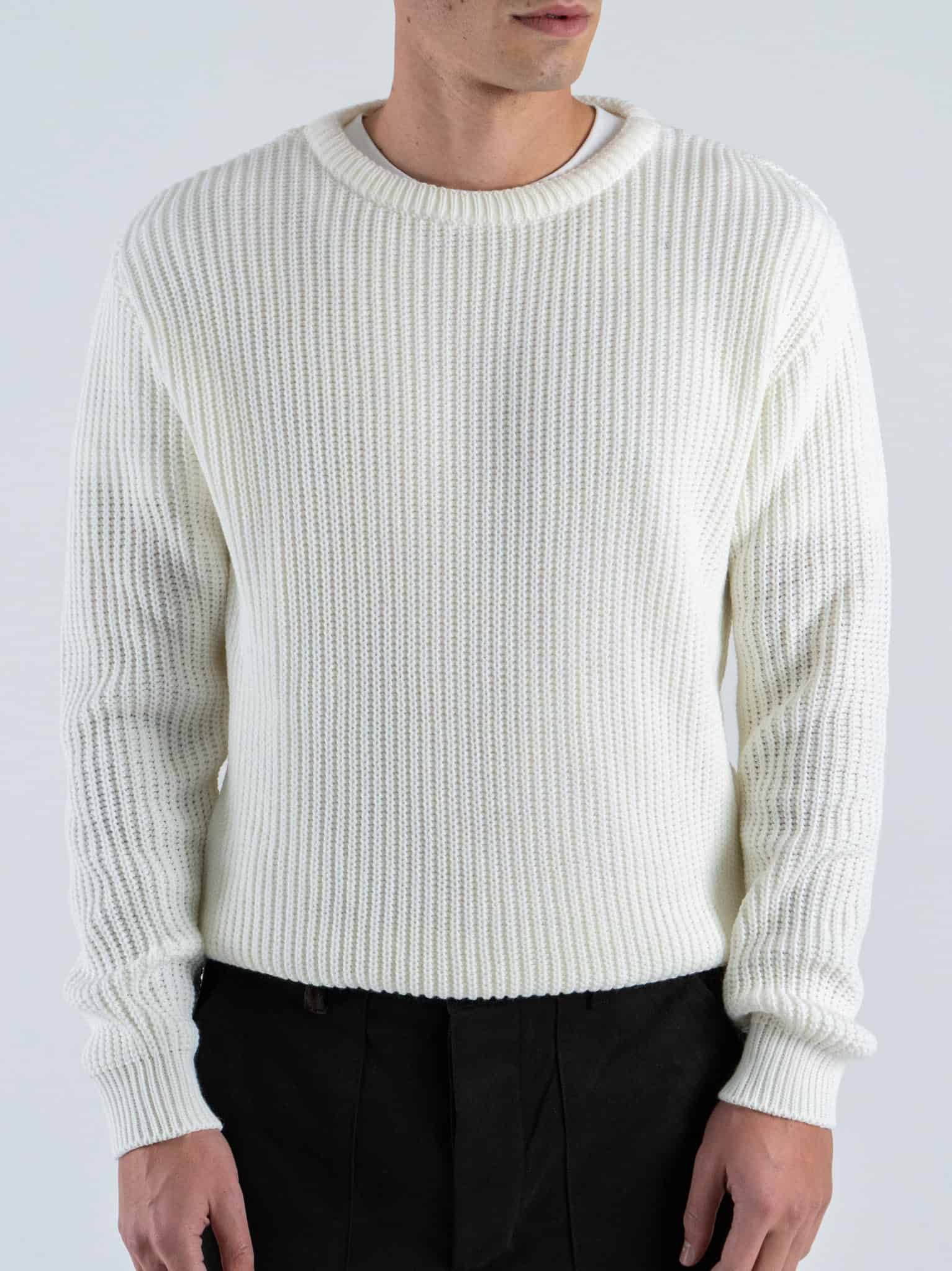 IMPERIAL Maglione regular girocollo lavorato in misto lana M81416340 Panna