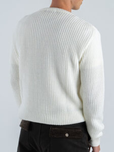 IMPERIAL Maglione regular girocollo lavorato in misto lana M81416340 Panna (5)