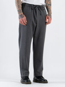 IMPERIAL Pantalone a gamba mobida in poliviscosa con coulisse in vita PE70KXW Asfalto1