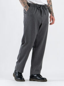 IMPERIAL Pantalone a gamba mobida in poliviscosa con coulisse in vita PE70KXW Asfalto2