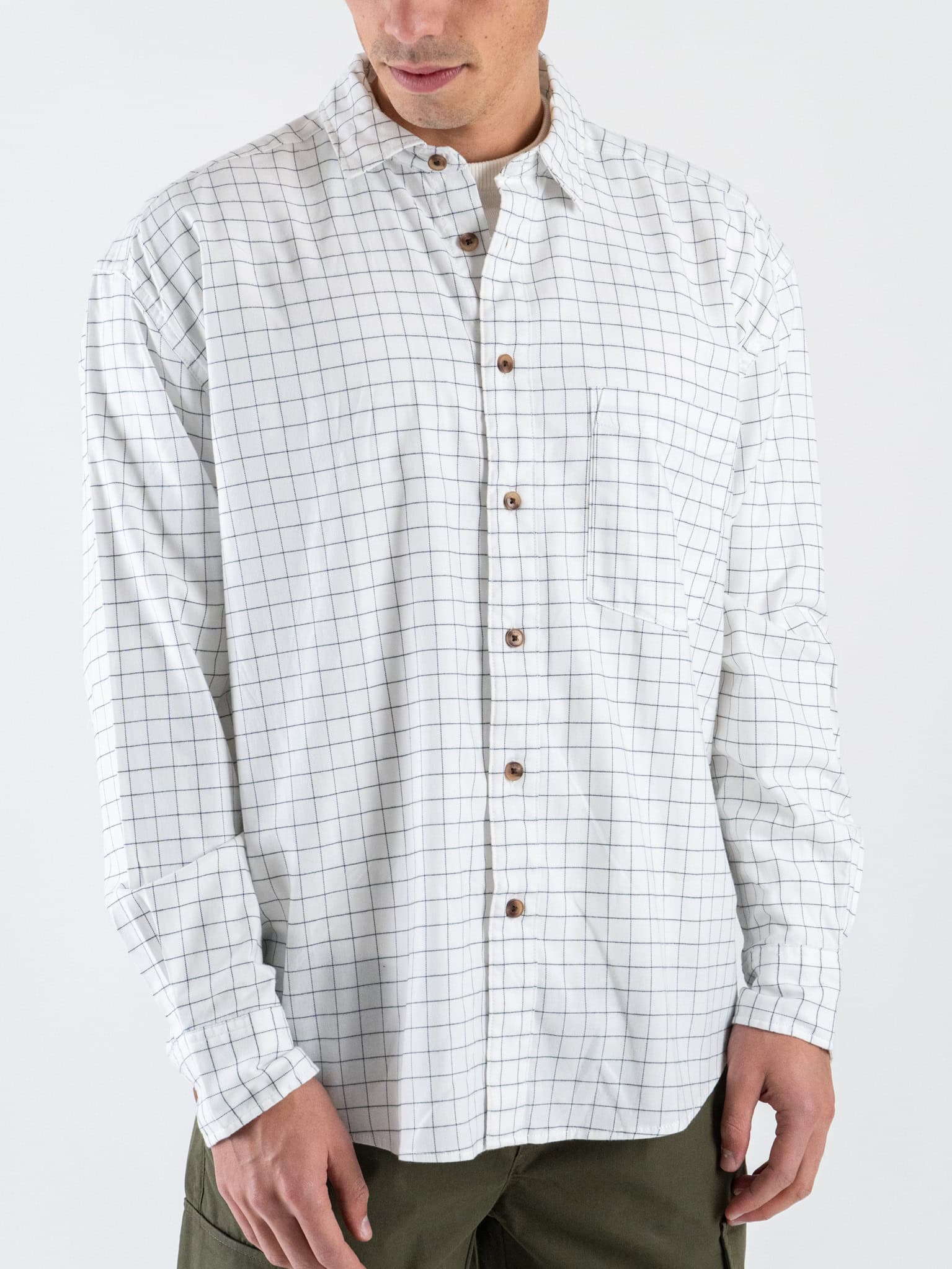 ONLY&SONS Camicia comoda a quadri in flanella BARNEY 22034637 Egret/Jet balck