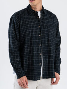 ONLY&SONS Camicia a quadri in flanella con taschino BARNEY 22034637 Jet balckEgret