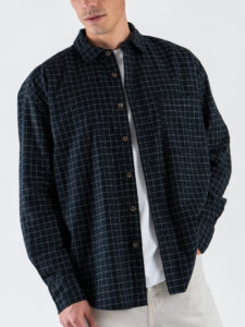 ONLY&SONS Camicia a quadri in flanella con taschino BARNEY 22034637 Jet balckEgret (3)