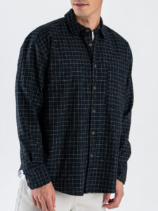 ONLY&SONS Camicia a quadri in flanella con taschino BARNEY 22034637 Jet balckEgret (4)