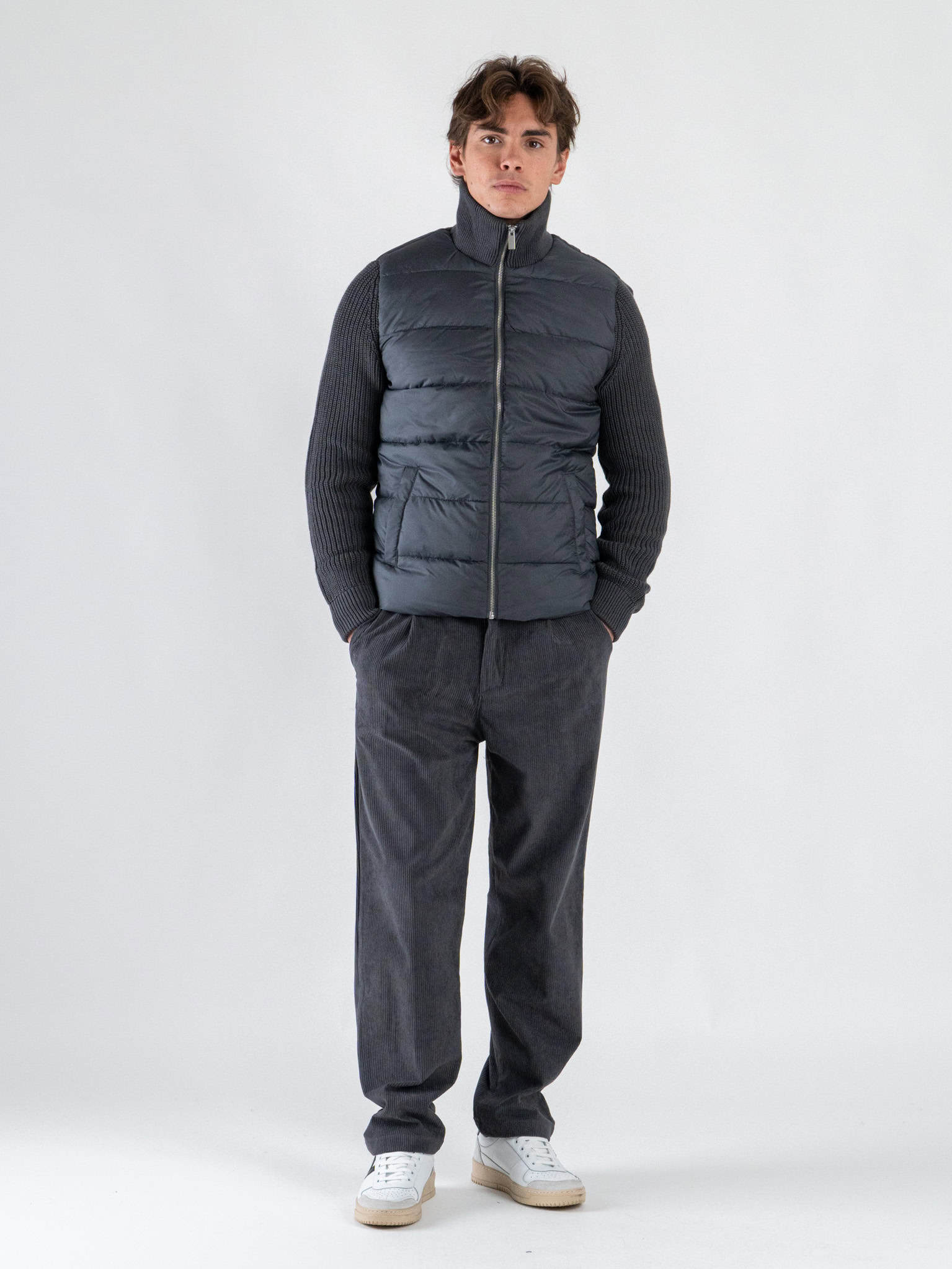 ONLYSONS Giubbino con tasche e maniche fatte a maglione MANE 22032436 Grey Pinstripe1 Home