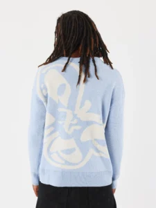 PXP Maglione a girocollo con stampa farfalla fronteretro 2522143 azzurro 2