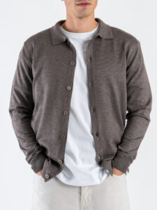 SEINSE Cardigan con bottoni e colletto MI3142SS Fango (1)