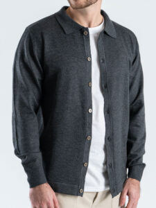 SEINSE Cardigan regular in viscosa con bottoni e colletto MI3142SS Grigio (1)