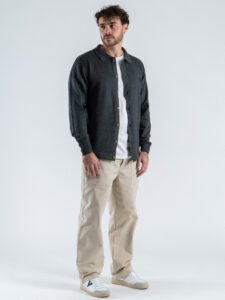 SEINSE Cardigan regular in viscosa con bottoni e colletto MI3142SS Grigio (2)