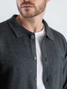 SEINSE Cardigan regular in viscosa con bottoni e colletto MI3142SS Grigio (3)