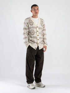 TOOCO Cardigan in misto cachemire e lana con bottoni e stampa Maya MVRS Crema1