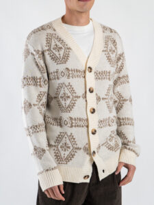 TOOCO Cardigan in misto cachemire e lana con bottoni e stampa Maya MVRS Crema2