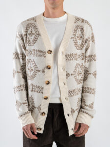 TOOCO Cardigan in misto cachemire e lana con bottoni e stampa Maya MVRS Crema4