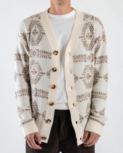 TOOCO Cardigan in misto cachemire e lana con bottoni e stampa Maya MVRS Crema