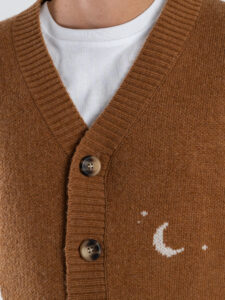 TOOCO Cardigan in misto cachemire e lana con bottoni e stampa texas MVRS Yellow Stone Papaya3