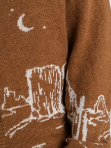 TOOCO Cardigan in misto cachemire e lana con bottoni e stampa texas MVRS Yellow Stone Papaya4