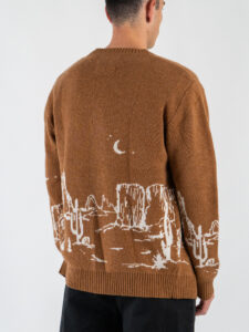 TOOCO Cardigan in misto cachemire e lana con bottoni e stampa texas MVRS Yellow Stone Papaya7