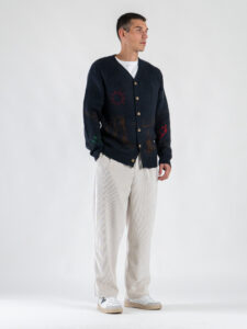 TOOCO Cardigan in misto lana con bottoni e stampa Cowboy Texas MVRS Navy1