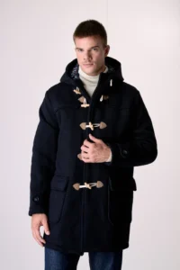 V2 Montgomery punto riso in misto lana con cappuccio e bottoni MONTRISBL 1 Blu