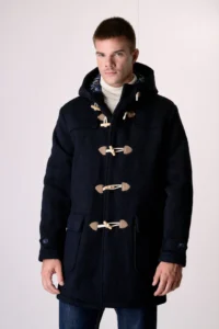 V2 Montgomery punto riso in misto lana con cappuccio e bottoni MONTRISBL 3 Blu